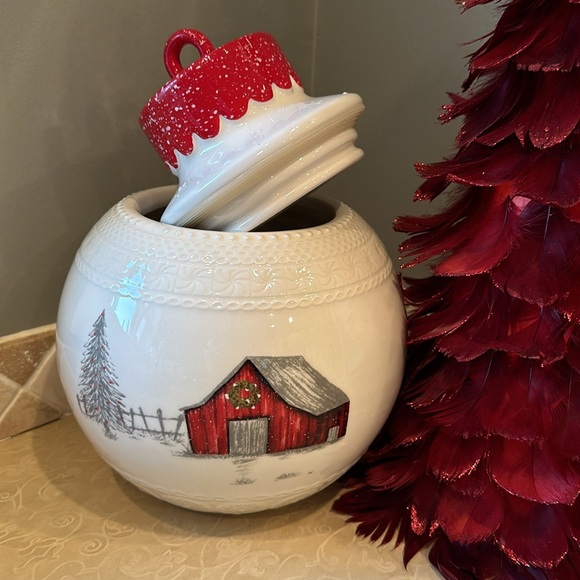 ⛄️Country Winter Scene Canister & Matching Serving Plate - Picture 3 of 10